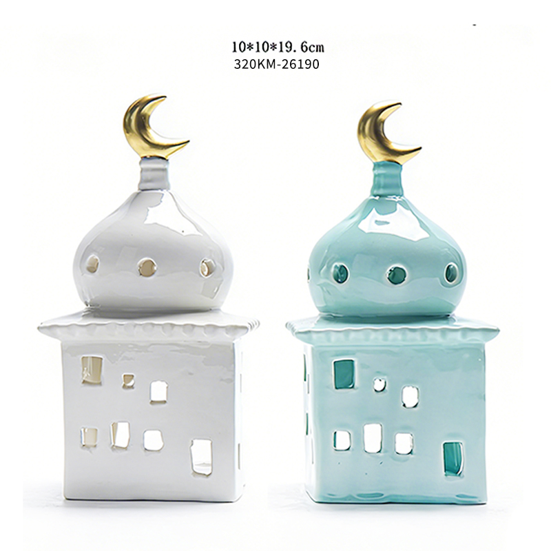Ceramic castle-shaped candlestick