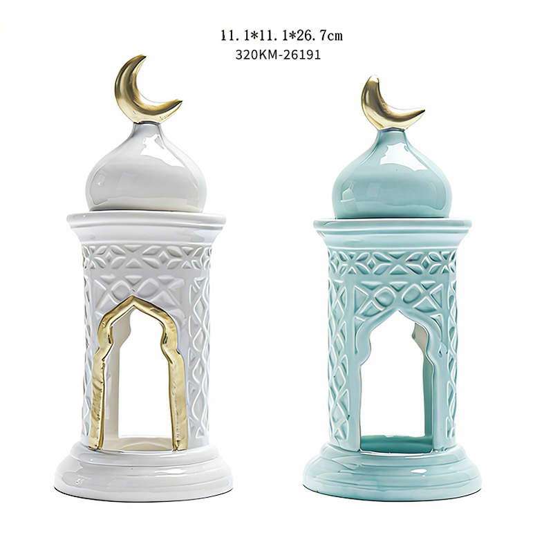 Ceramic castle-shaped candlestick