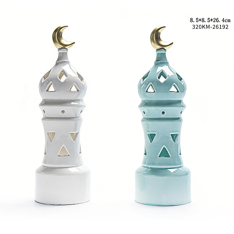 Ceramic castle-shaped candlestick