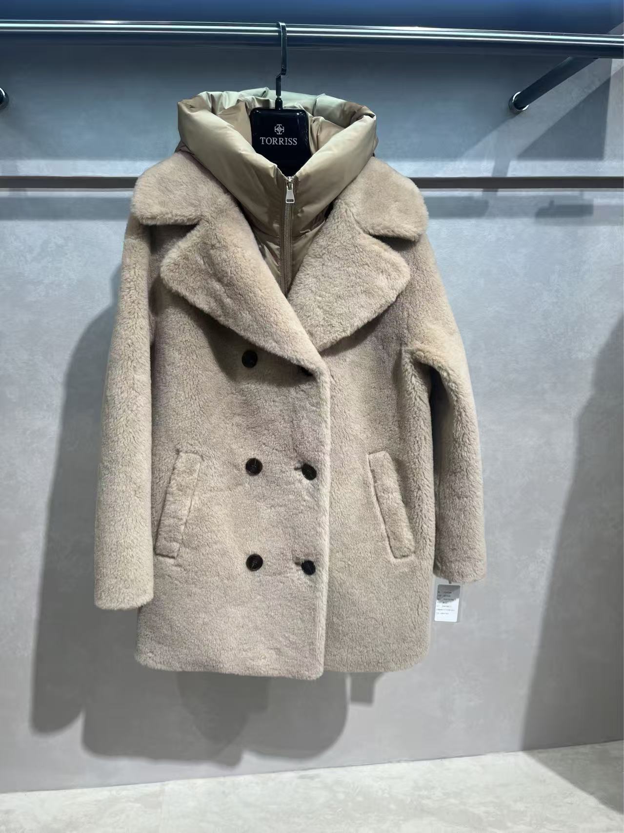 TORRISS 100% Wool Fashion Jacket Coat Removable Placket Vest for Woman