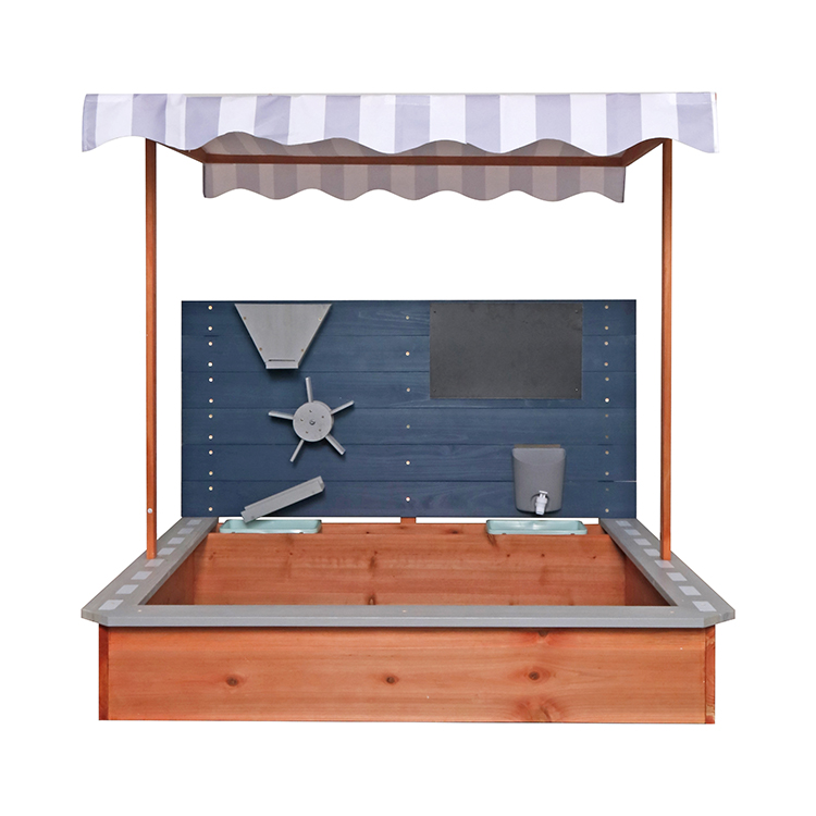 Children's Outdoor Wooden Sand & Water Table, Canopy Simulation Kitchen Play Station