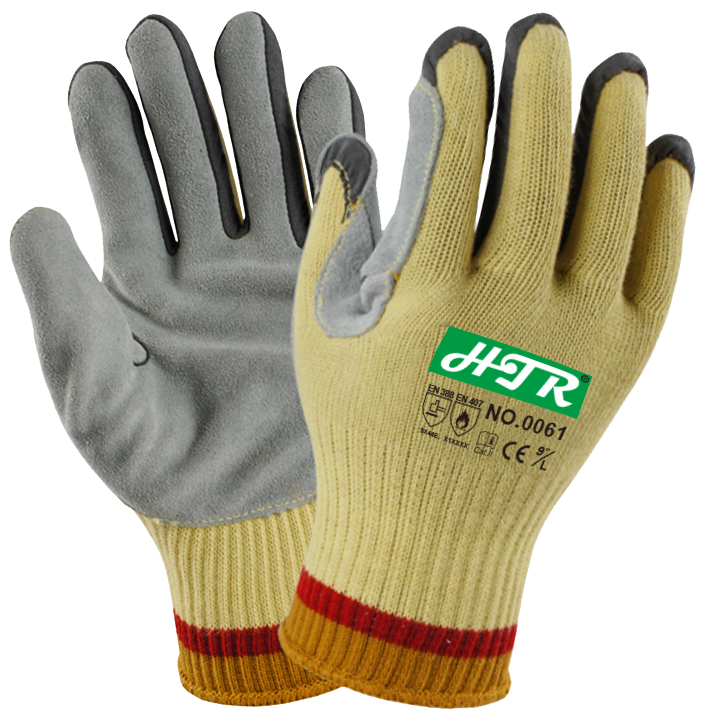 Anti-cut gloves with leather palm