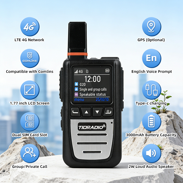 TID TD-G20 Global 4G POC Long Range Radio Dual SIM Card GPS AI Noise Cancellation Walkie Talkie