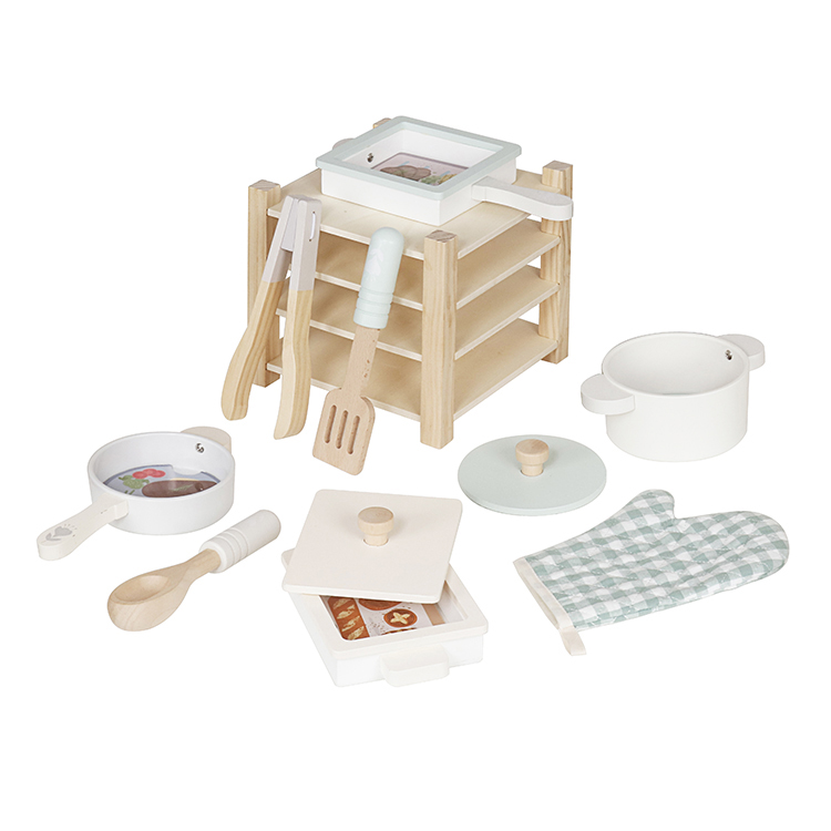Children's Wooden Kitchen Utensil Set, Baby Pretend Play Cooking Toy