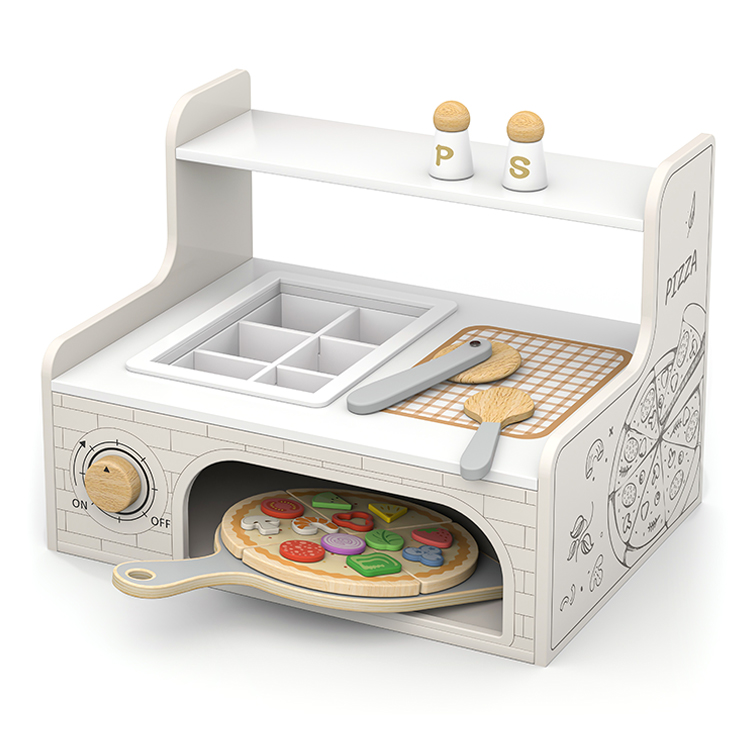 Children's Wooden Pizza Oven Toy, Baby Pretend Play Baking Set
