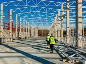 Construction of Large-Span Spatial Structures (Steel Grid Shells) for Sports Stadiums
