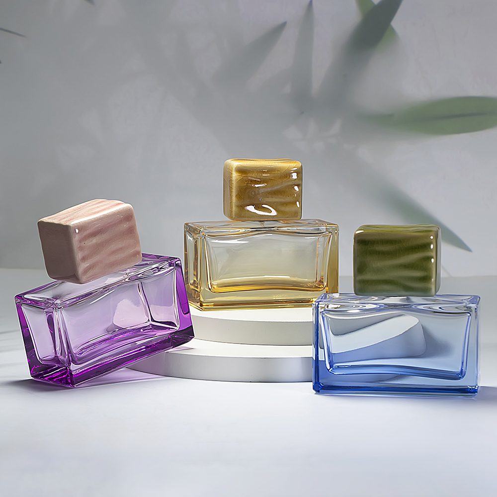100ml Square Colorful Clear Glass Perfume Bottle