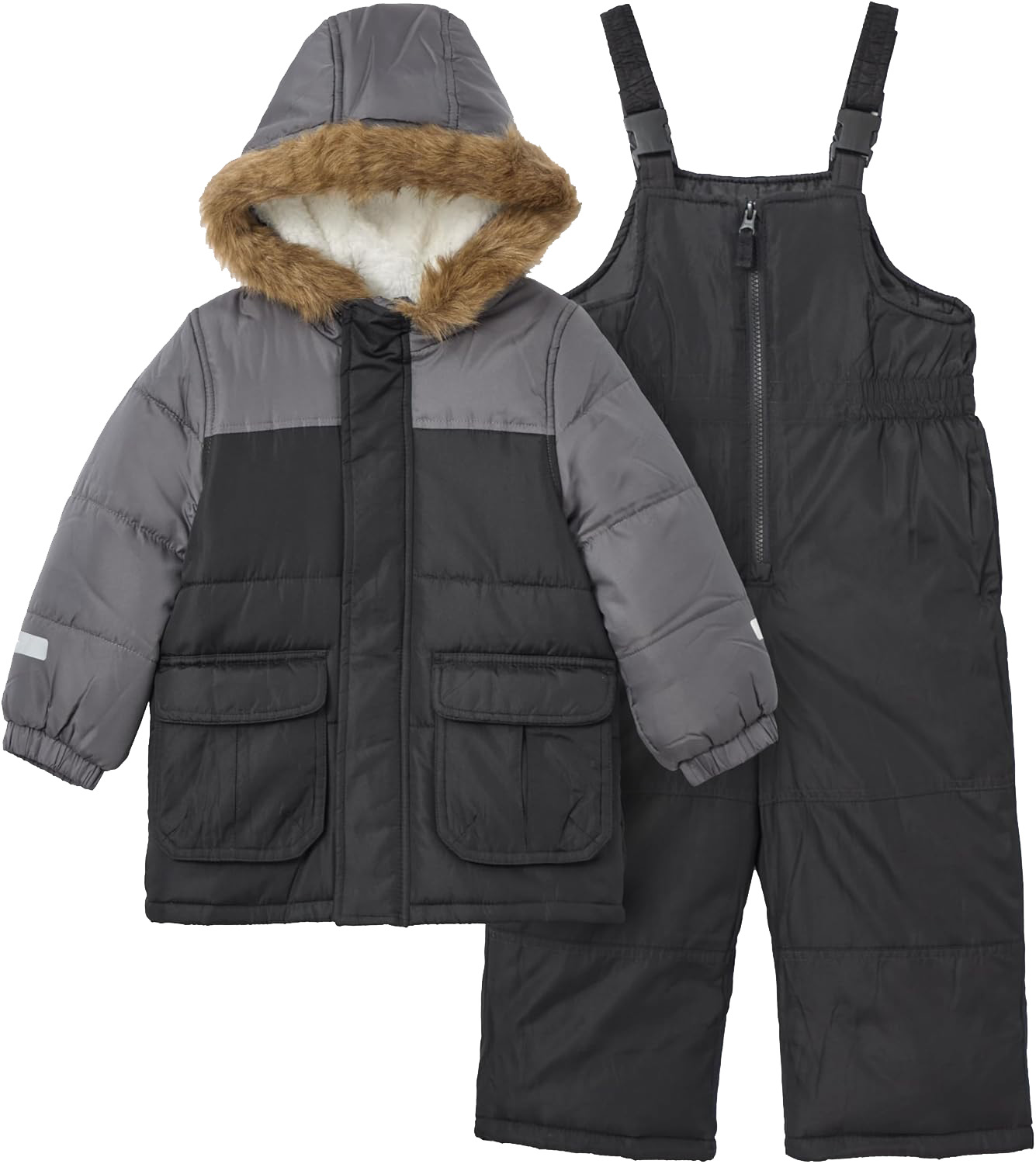 Boys' 2-Piece Ski Suit Set Hooded Windproof Breathable Waterproof Thermal Zipper Closure