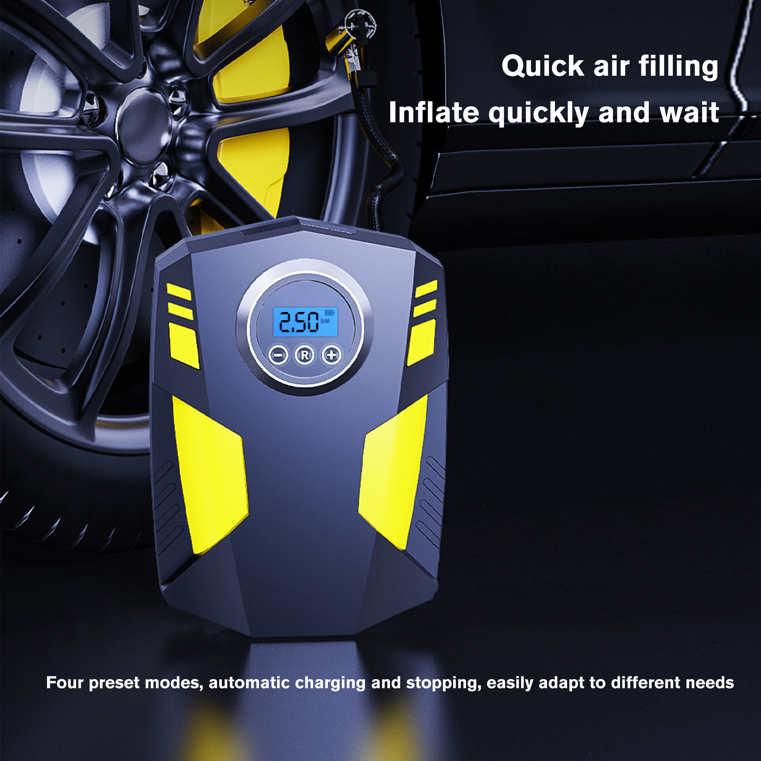 LED Automatic Inflator Smart Digital Display 12V Car Tire Inflator with Power Compressor