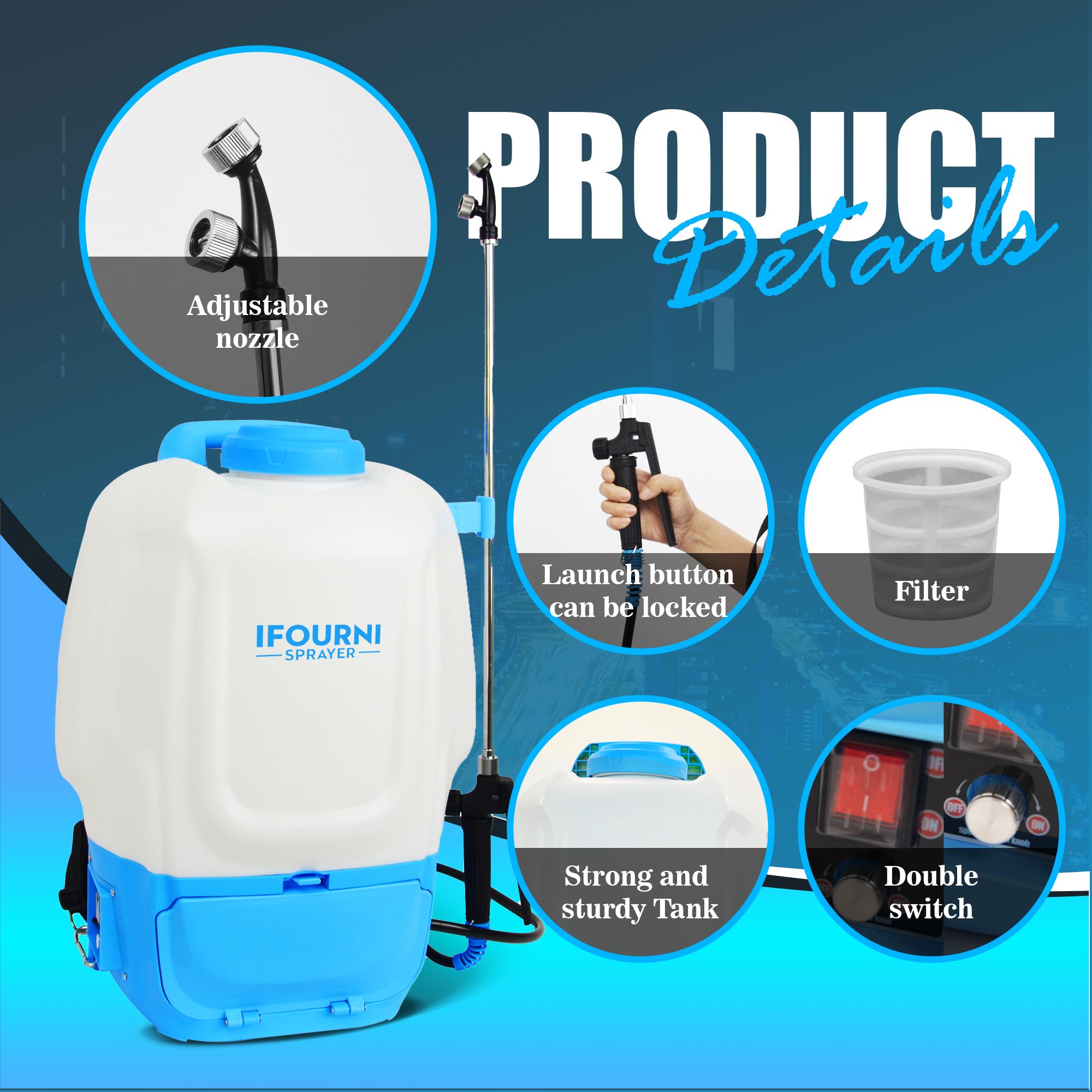 Ifourni Knapsack Electric Sprayer