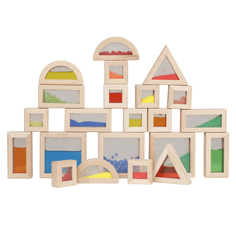 Children's Wooden Sensory Sand Blocks, Baby Shape Cognition Educational Toy