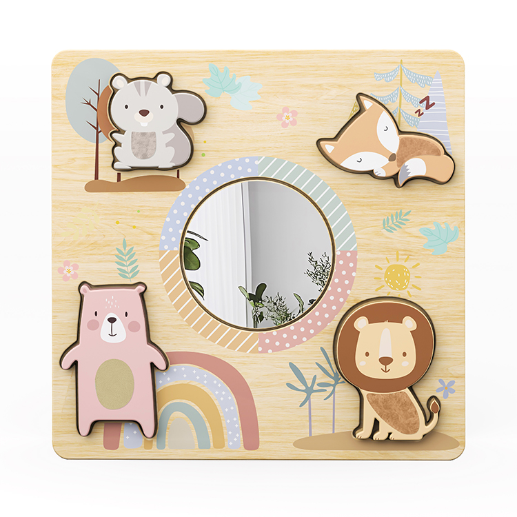 Children's Wooden Animal Mirror Puzzle, Baby Early Education Shape Sorter Toy
