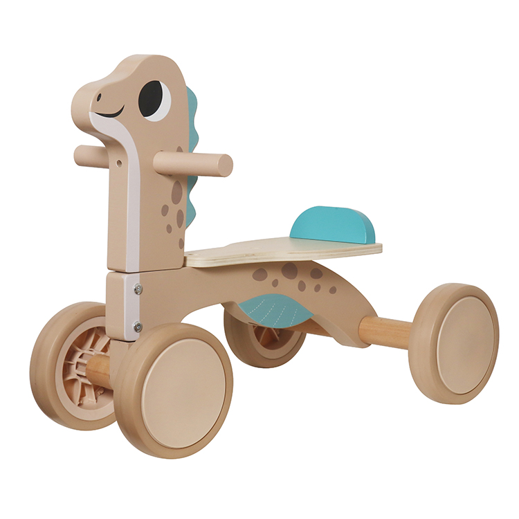 Children's Wooden Dinosaur Ride-on Toy, Baby Balance Bike Walker