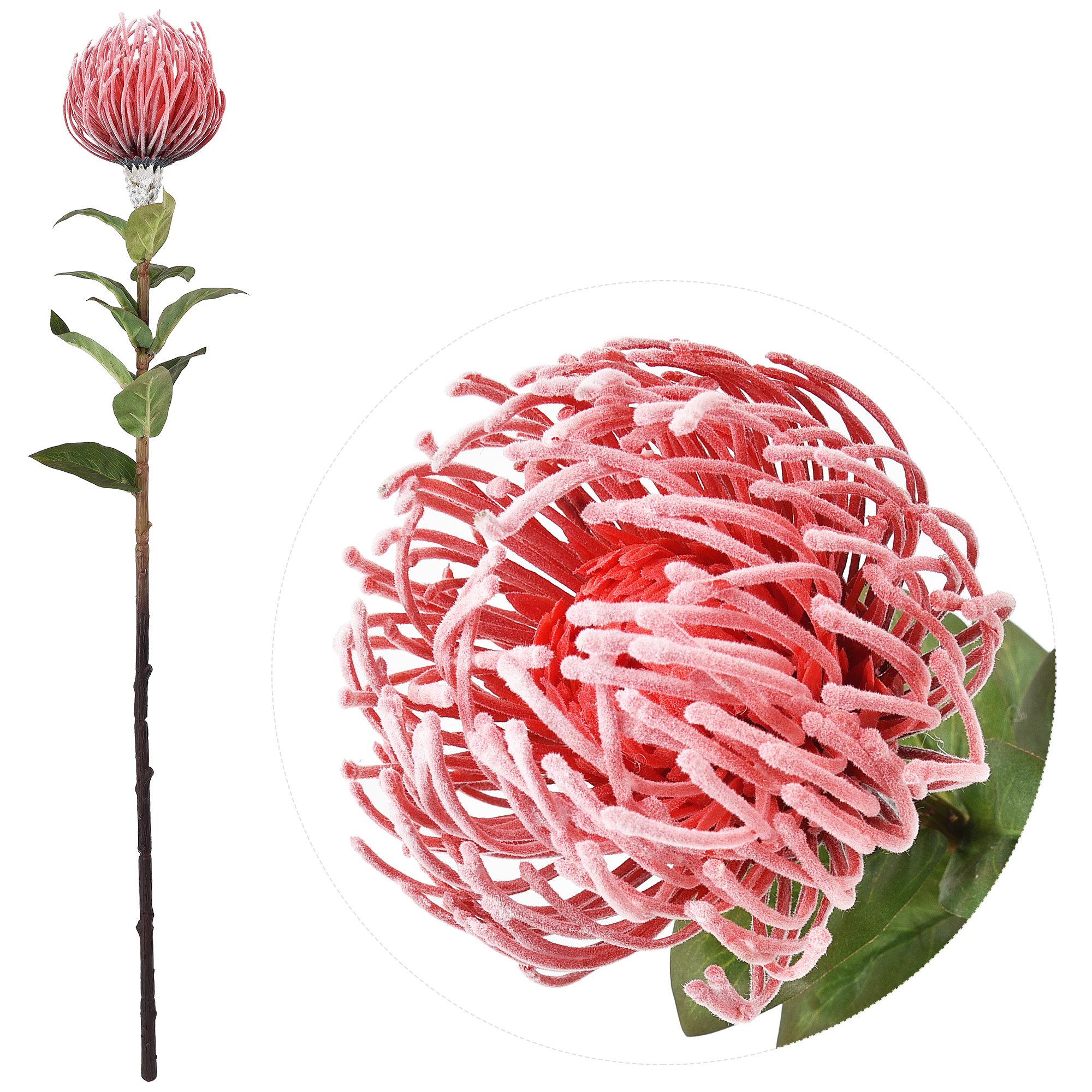 Flocked Artificial Pincushion Flower