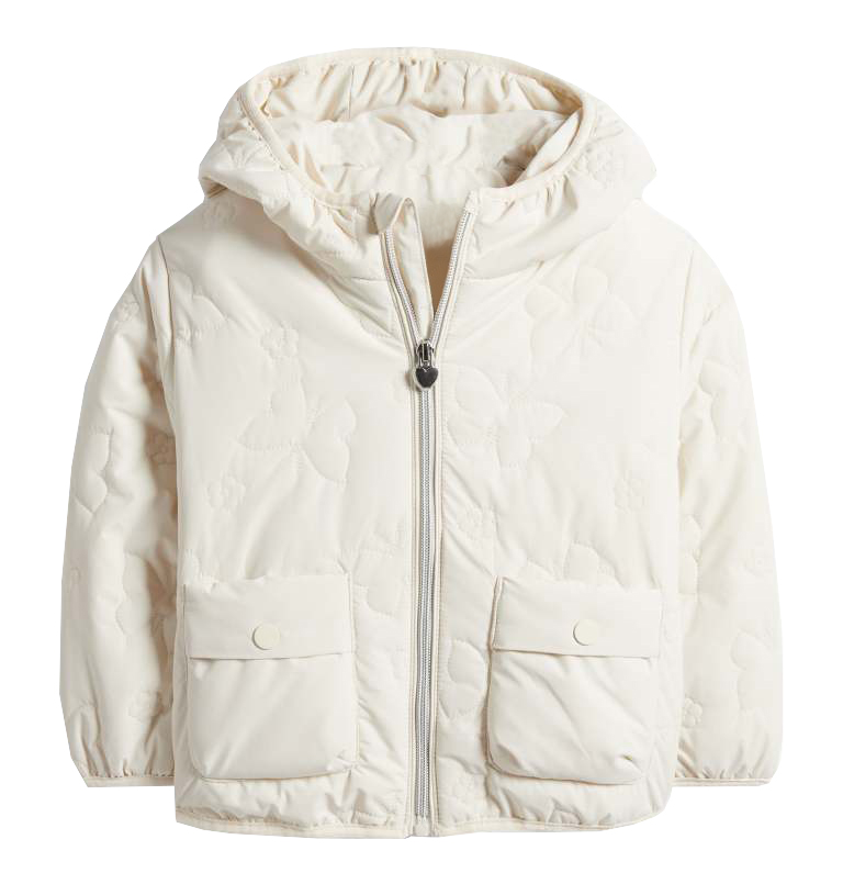 Quilted Hooded Puffer Jacket, Kids' Windproof Warm Winter Coat with Snap Pockets