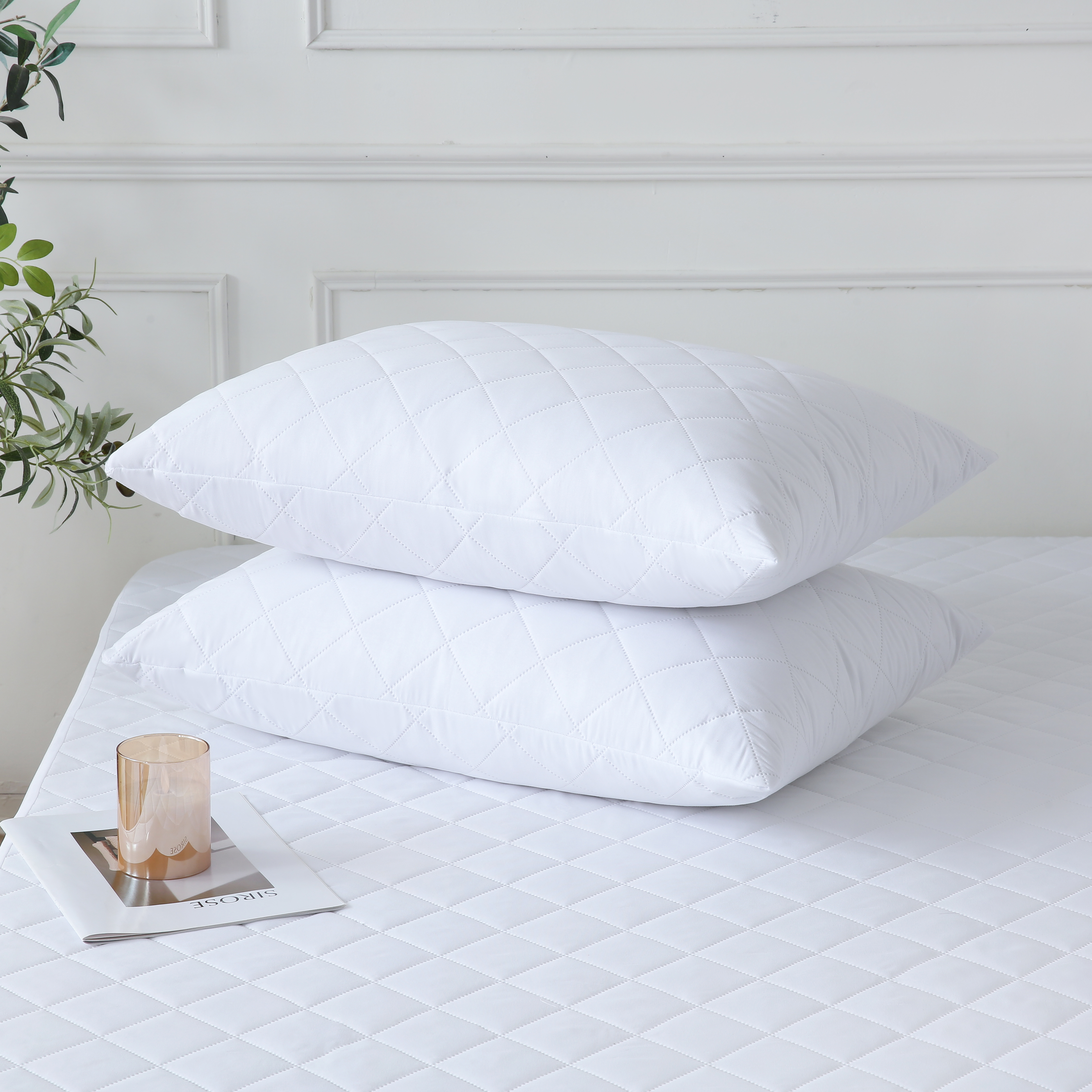 Hotel Promotional Zipper Pinsonic Quilted Waterproof Pillow Protector Pillow Cover