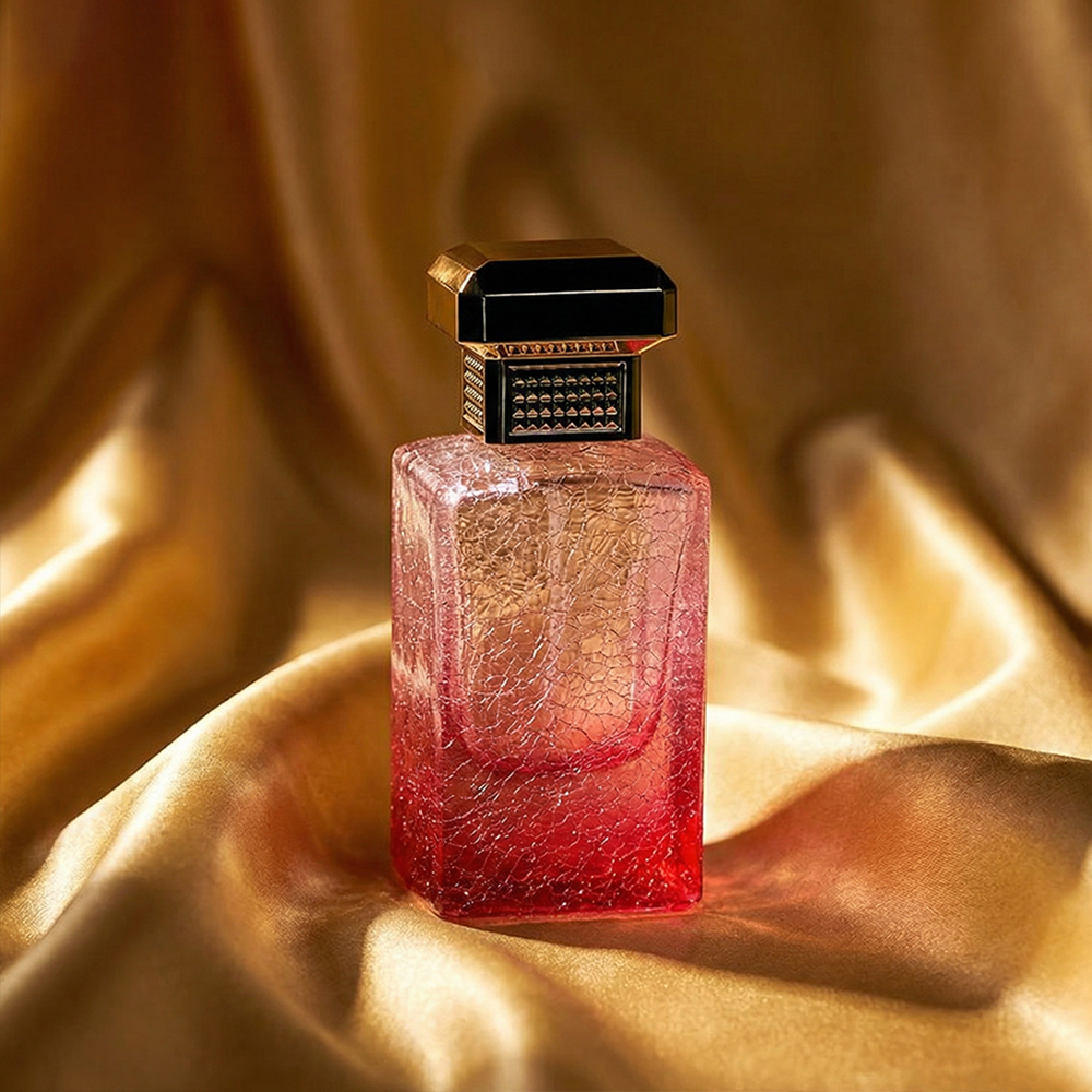 Luxury 50ml Square Gradient Pink Frost Glass Perfume Bottle