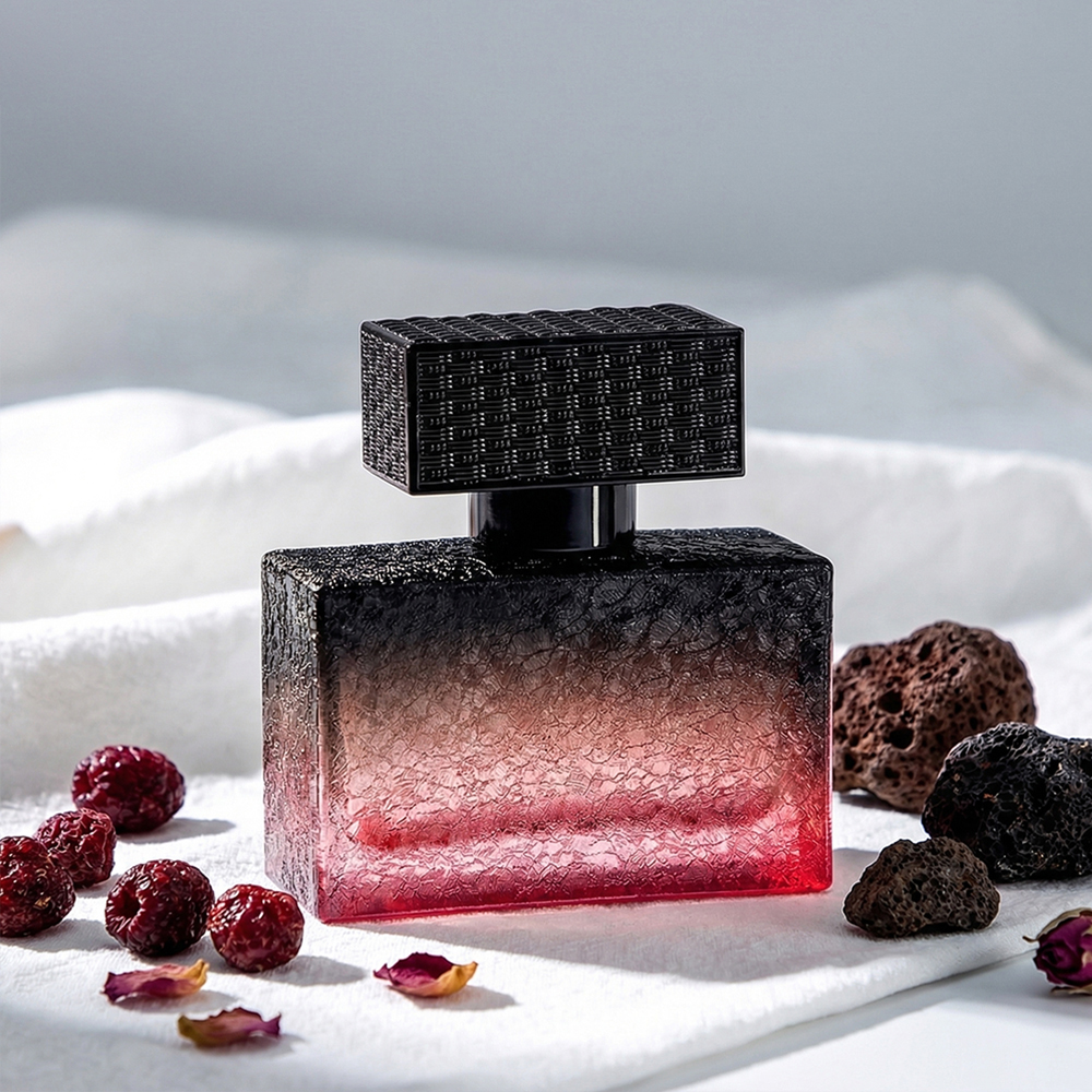 Elegant Black 50ml Thick Glass Cylinder Perfume Bottle