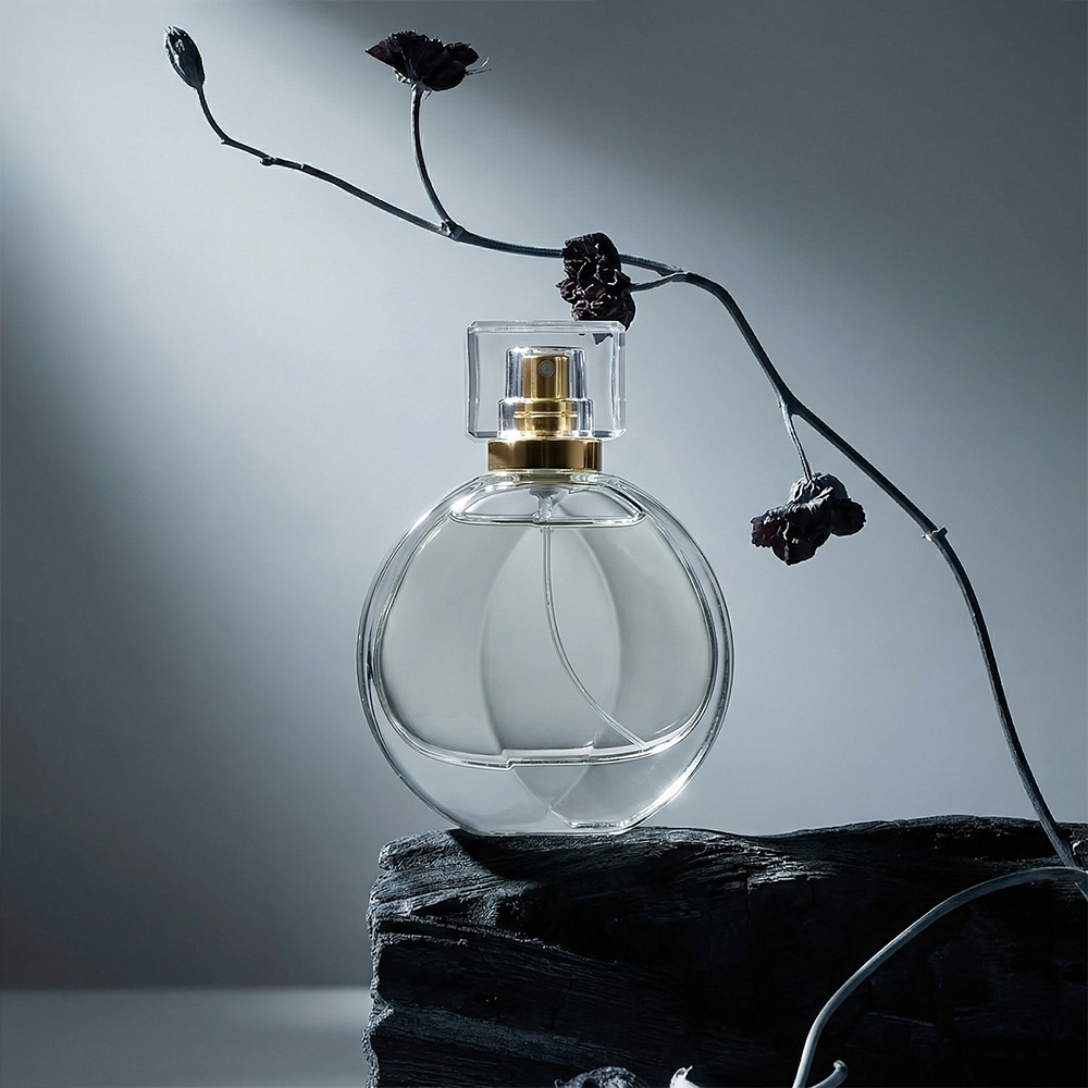 Luxury clear Flat Irregular Circle Shape 30ml50ml100 ml Perfume Bottle