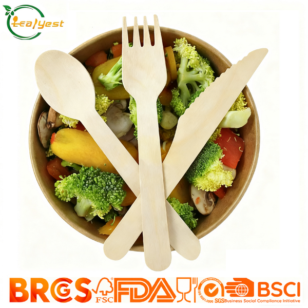 Disposable Wooden Knife Fork Spoon Eco-Friendly Biodegradable and Compostable