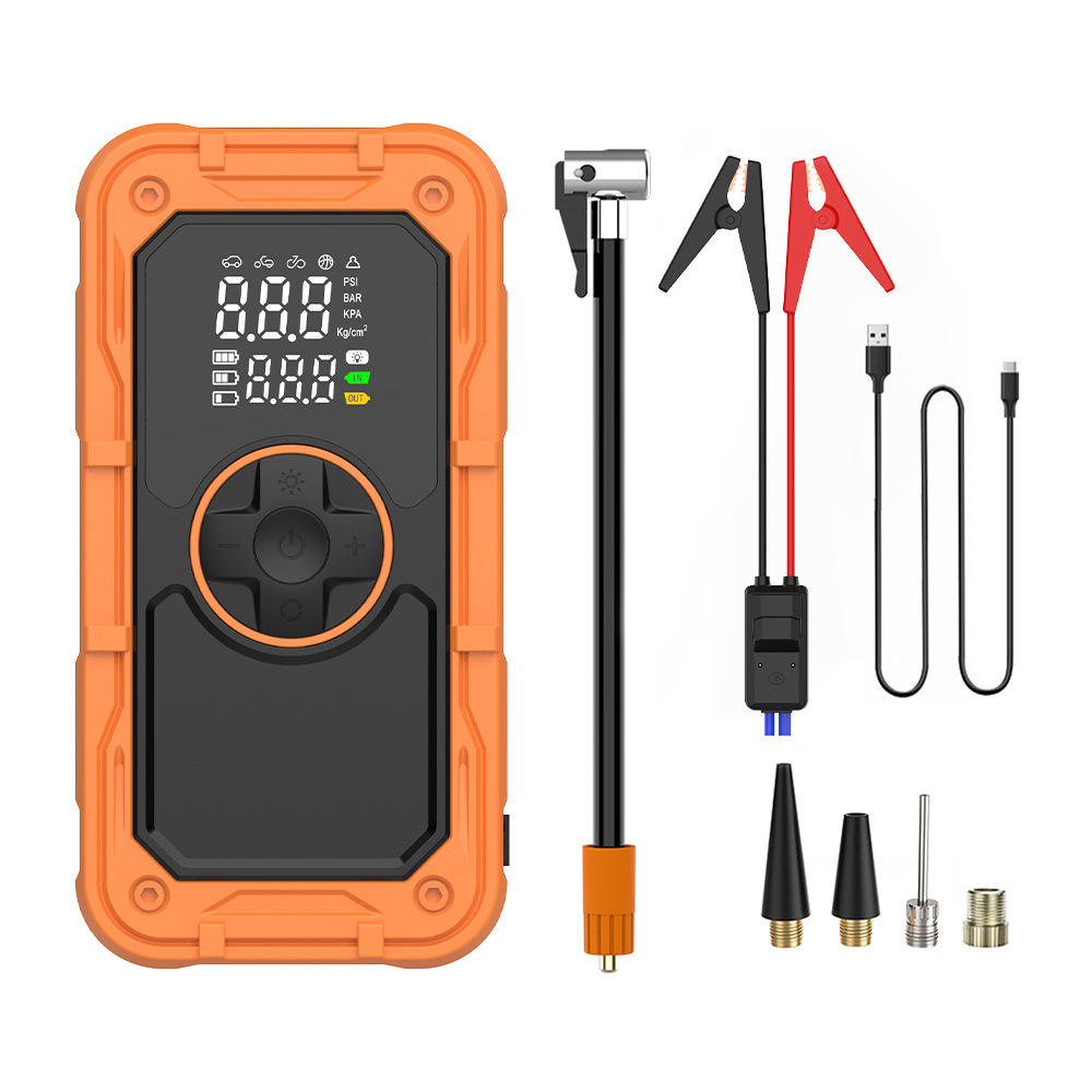 8000mAh 12V High-Capacity Car Starter Emergency Power Supply 2-in-1 Air Pump with Smart Clip