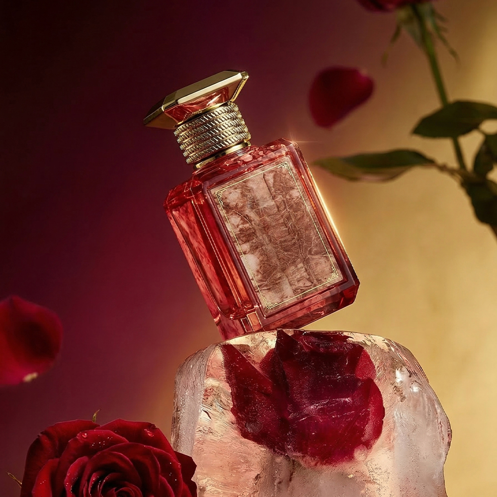 50ml Square Red Clear Luxury Perfume Bottle