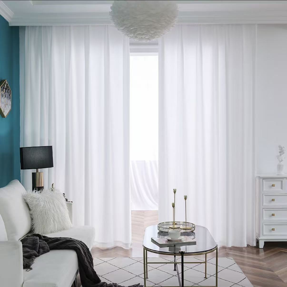 ‌White sheer curtain‌