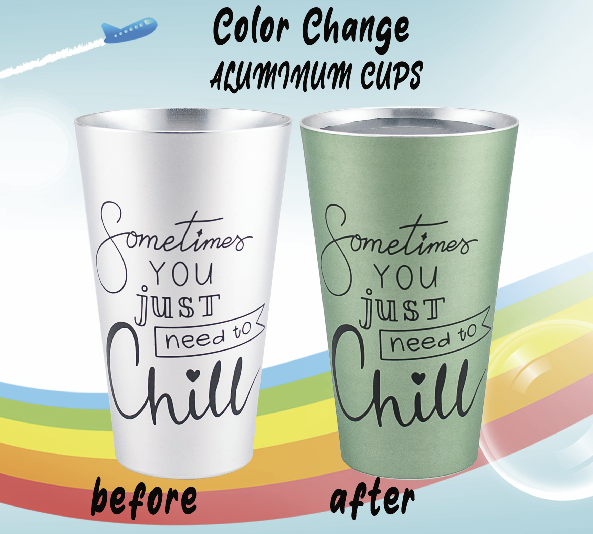 Color changing aluminum cup