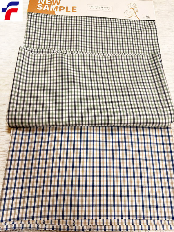 Cotton/Poly/Spandex shirt checks yarn dye oxford