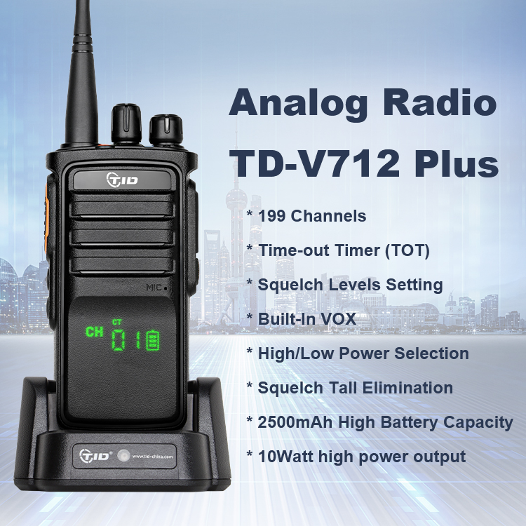TID TD-V712Plus 10Watt Portable VHF UHF Telsiz Walkie Talkie Analog Two Way Radio