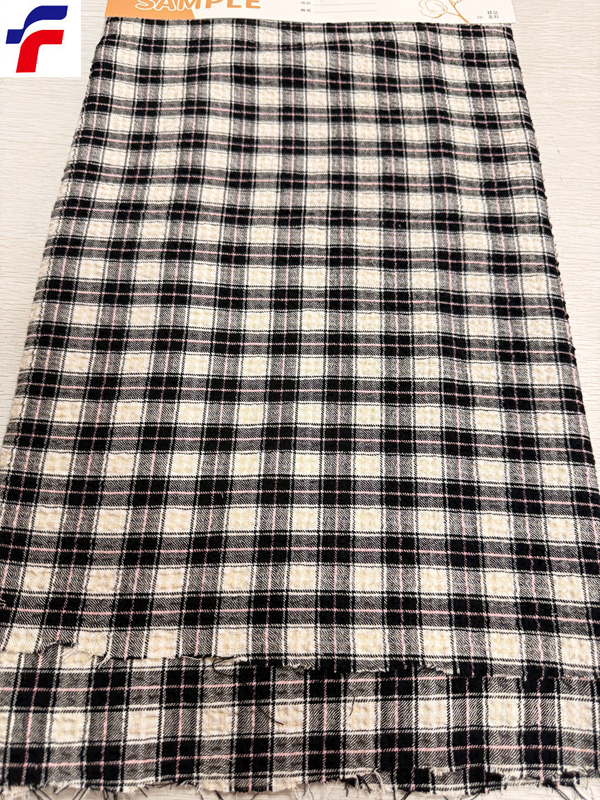 Poly/Rayon shirt yarn dye bubble plaids