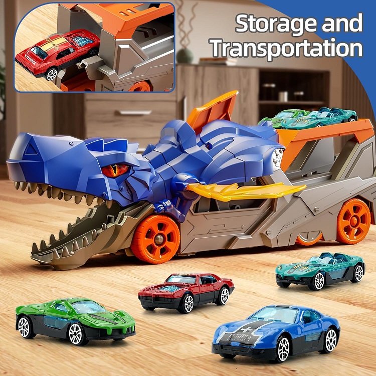 Dinosaur Truck Car Toys for Kids Toddlers Toy Truck with 2 Free Wheel Die Cast Cars
