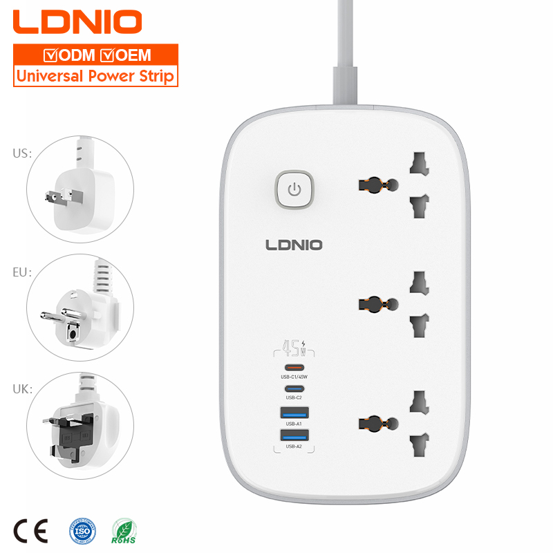LDNIO SC6 3250W 3 Universal Outlets Power Strip High Output Power Socket Switches Extension