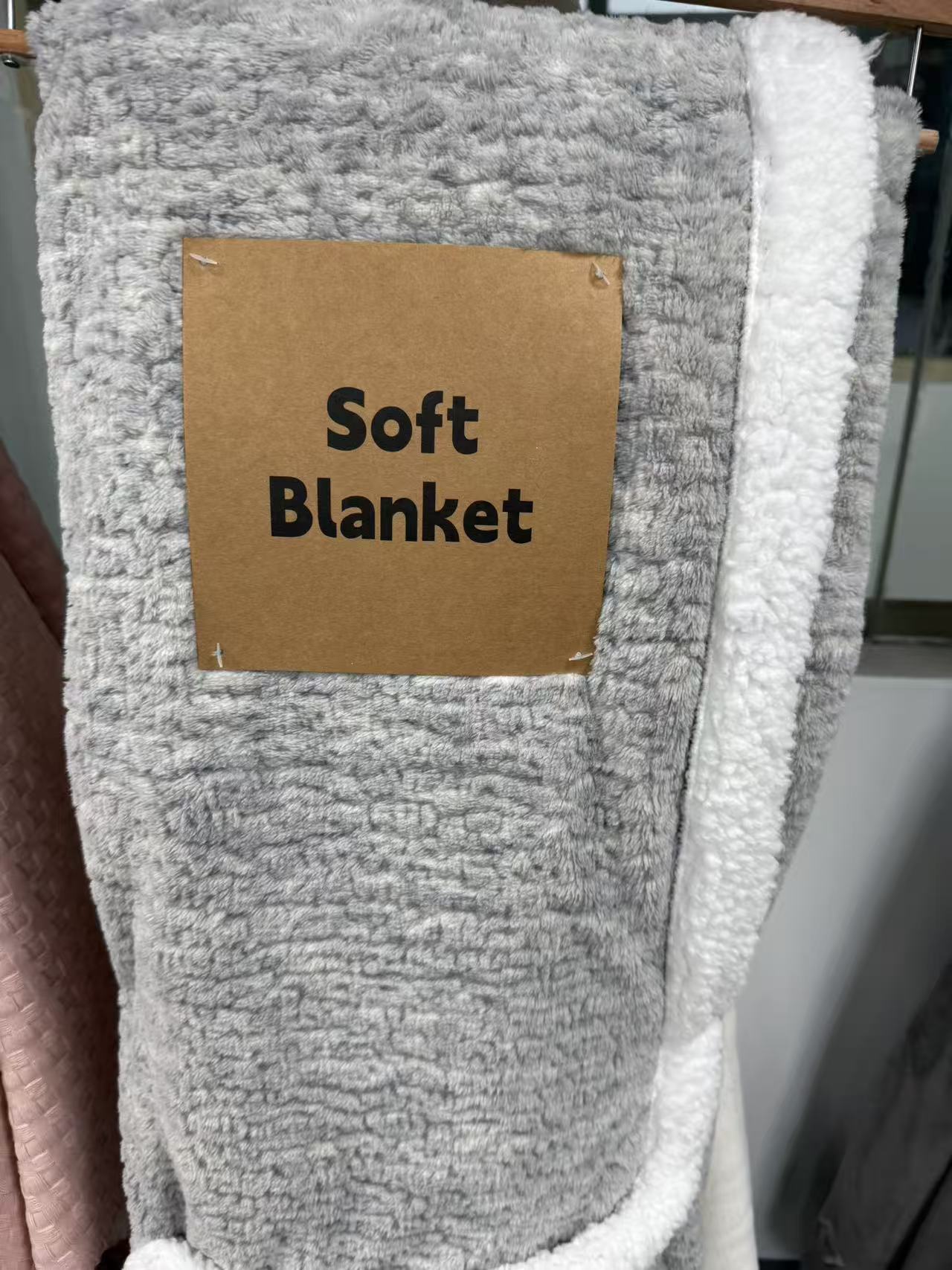 Heather Grey Textured Fleece Blanket