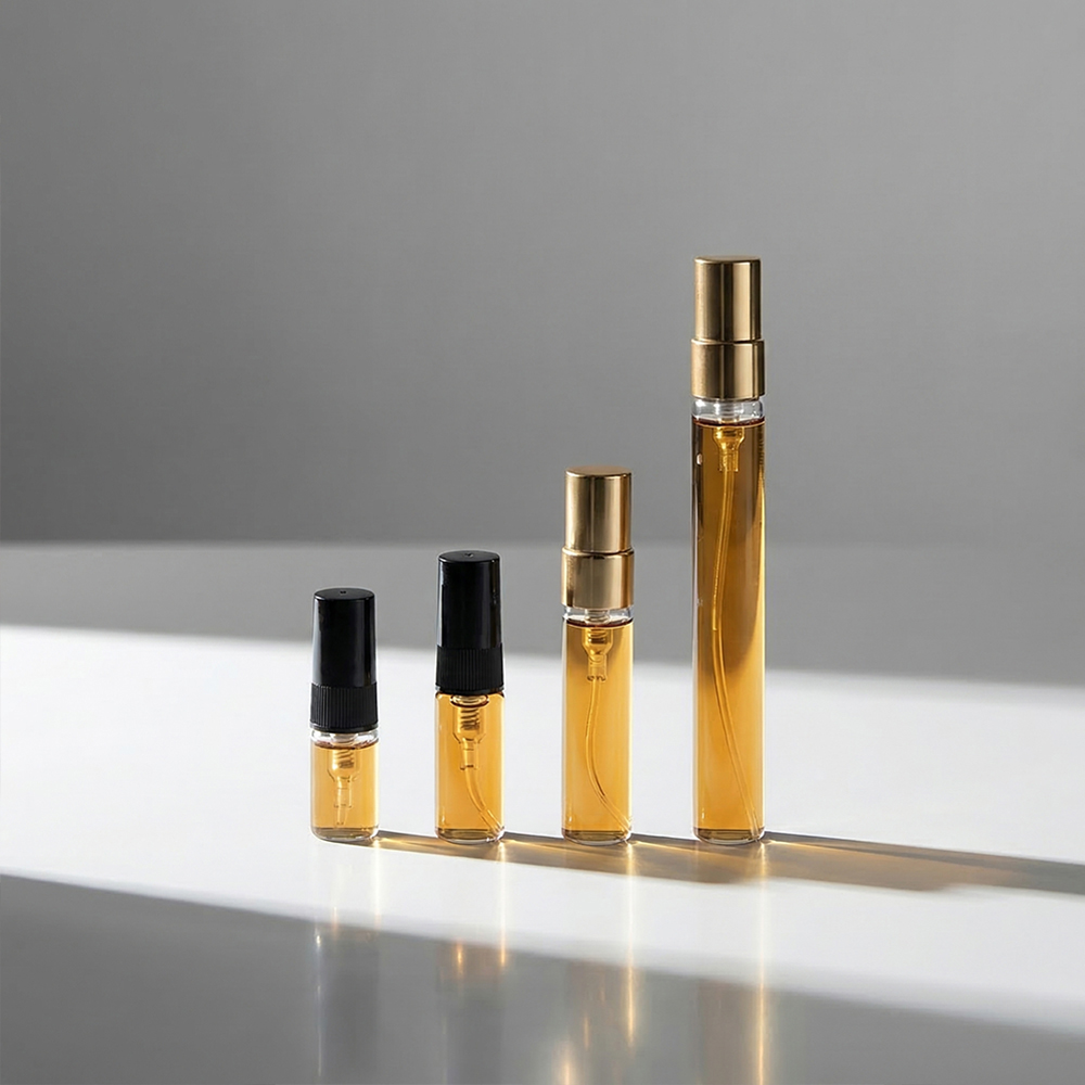 2ml 3ml 5ml 10ml mini cylindrical glass perfume bottle