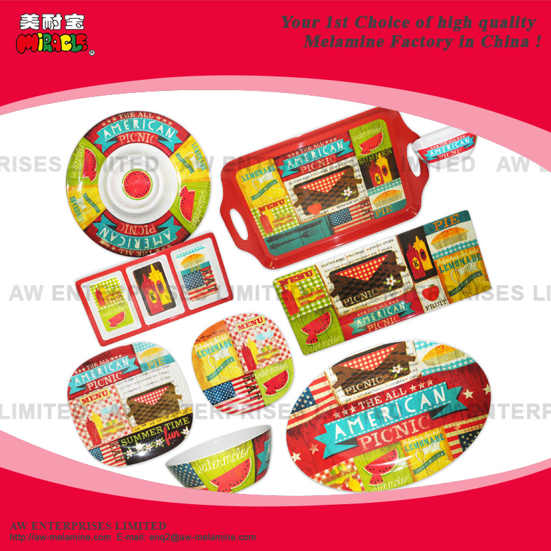 Melamine Square Dinner Plate, Melamine Sq Dessert Plate, Melamine Sq Bowl, 12 Pc Melamine Dinner Set