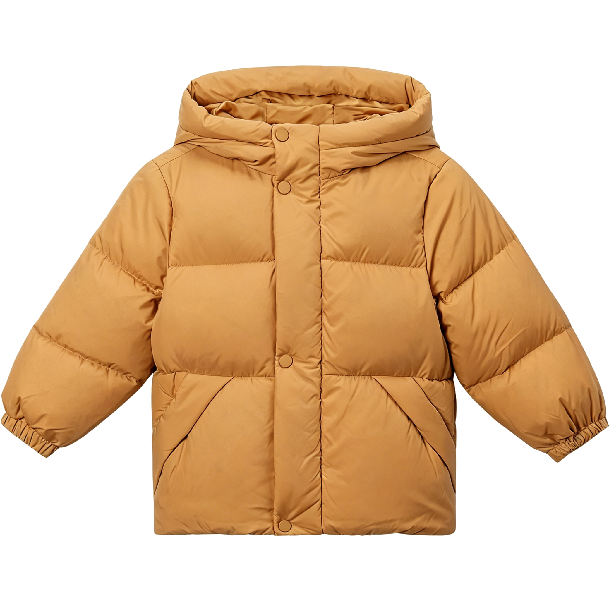 Kids' Hooded Winter Warm Coat with Elastic Cuffs & Angled Pockets for Boys & Girls