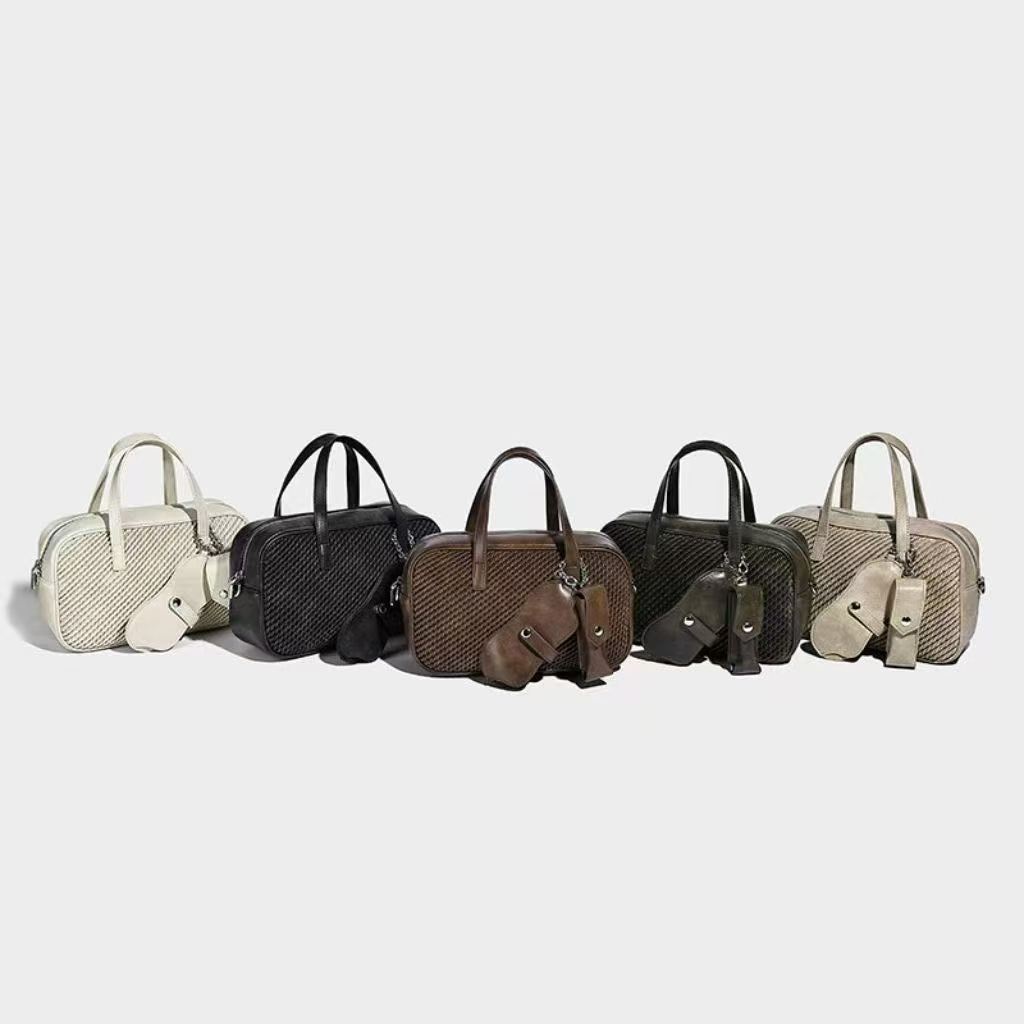 2026 Vintage Tote Handbag Luxury Women's PU Waterproof Shoulder Zipper Embroidery Chain Decoration