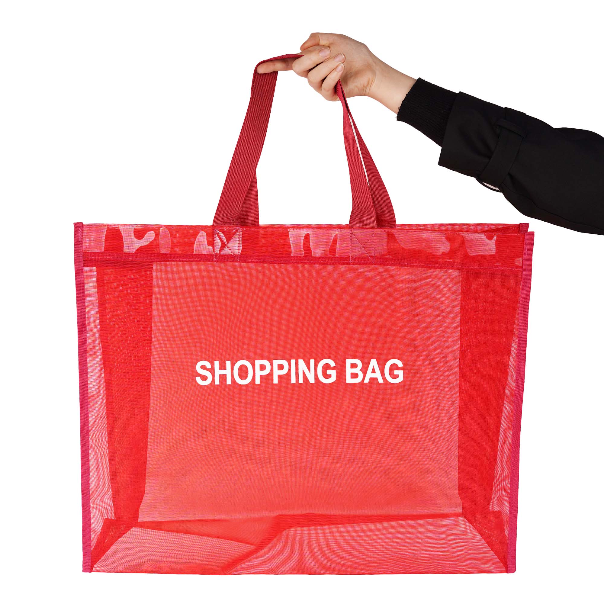 Custom Logo Black Grey Net Fruit Vegetable Bag Reusable Mesh Shopping Bag