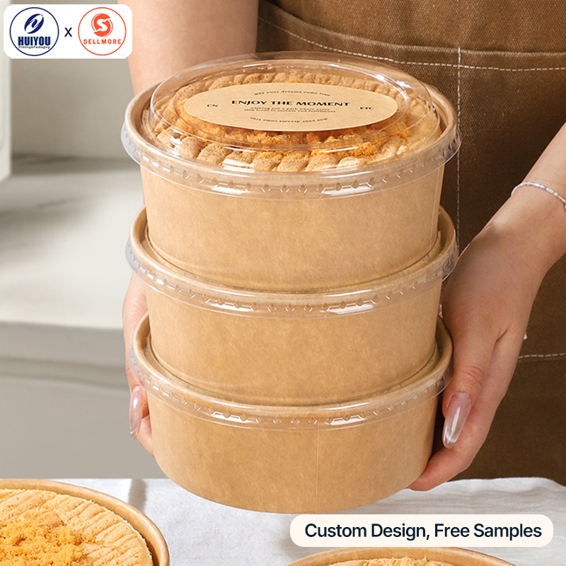 HUIYOU OEM ODM Disposable Kraft Paper Bowls with Custom Printing and Brand Design Services
