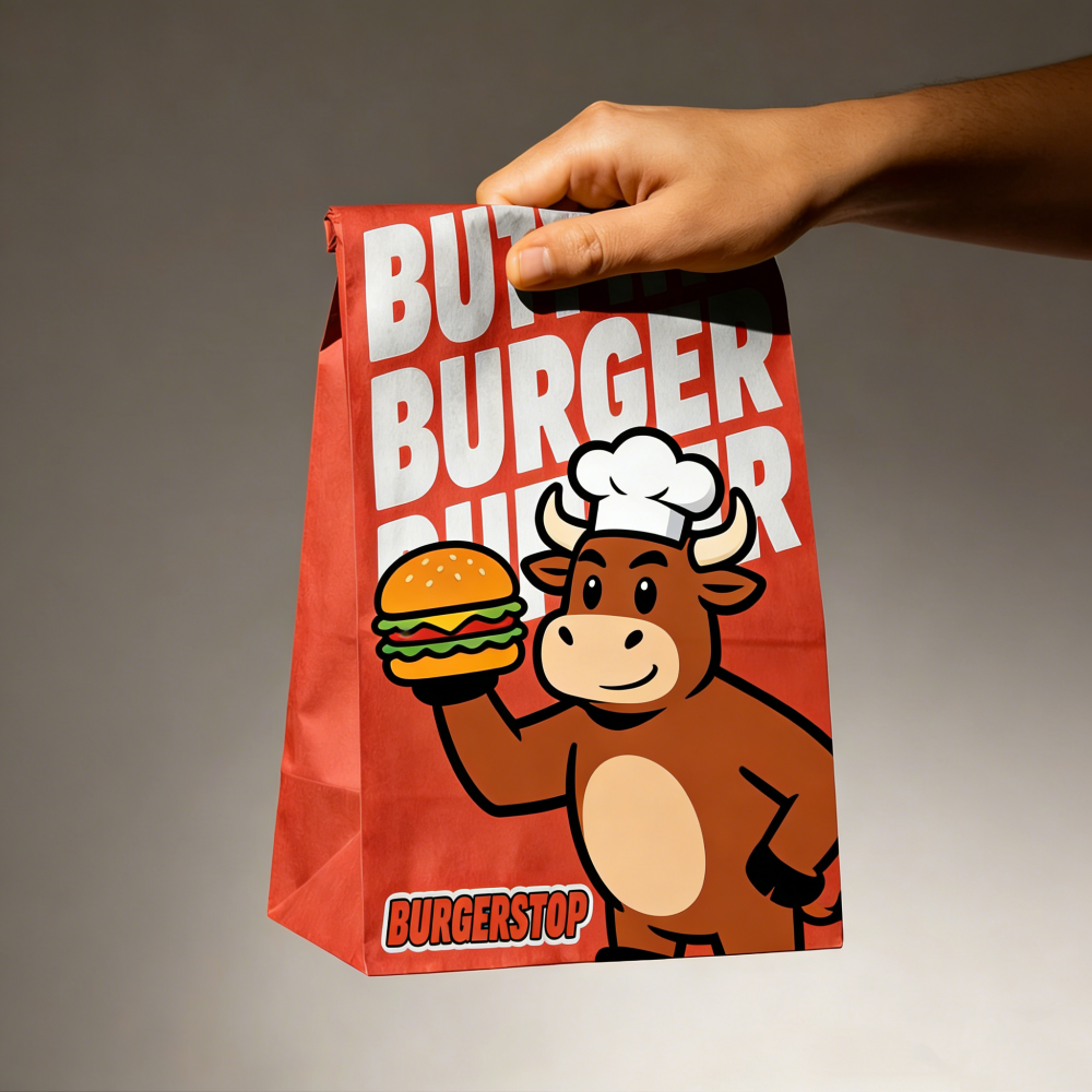 Wholesale Kraft Food Paper Bag Grocery Sandwich Takeaway Fast Food Packaging Bags Brown Color