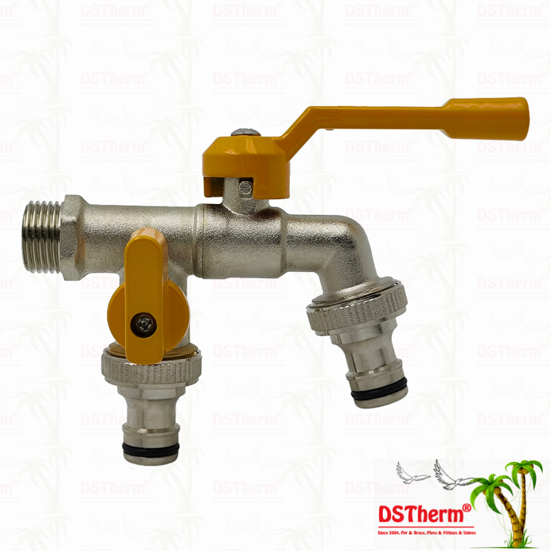 DSTHERM Brass Double Outlet Bibcocks