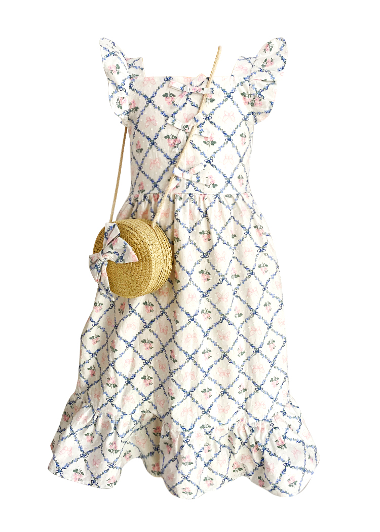 Girls' dresses - short-sleeved printed skirts - long skirts