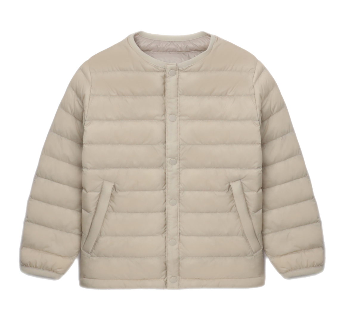 Children's Lightweight Down-padded Warm Clothing, a Warm Long-sleeved Winter Coat with Snap Buttons