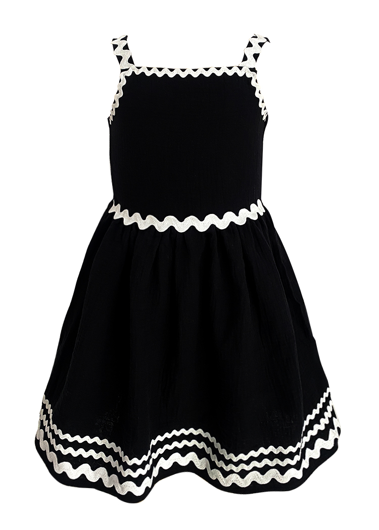 Girls' dress Sleeveless black long dress Strapless dress Skirt