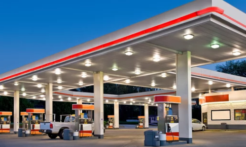 Safe and Stable Steel Space Frame Canopy Structure for Gas Stations