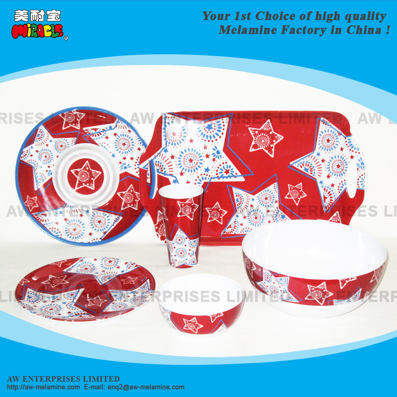 Melamine Plate, Melamine Bowl, Cup, Tray, Dinner Set, Tableware, Americana, Independence Day