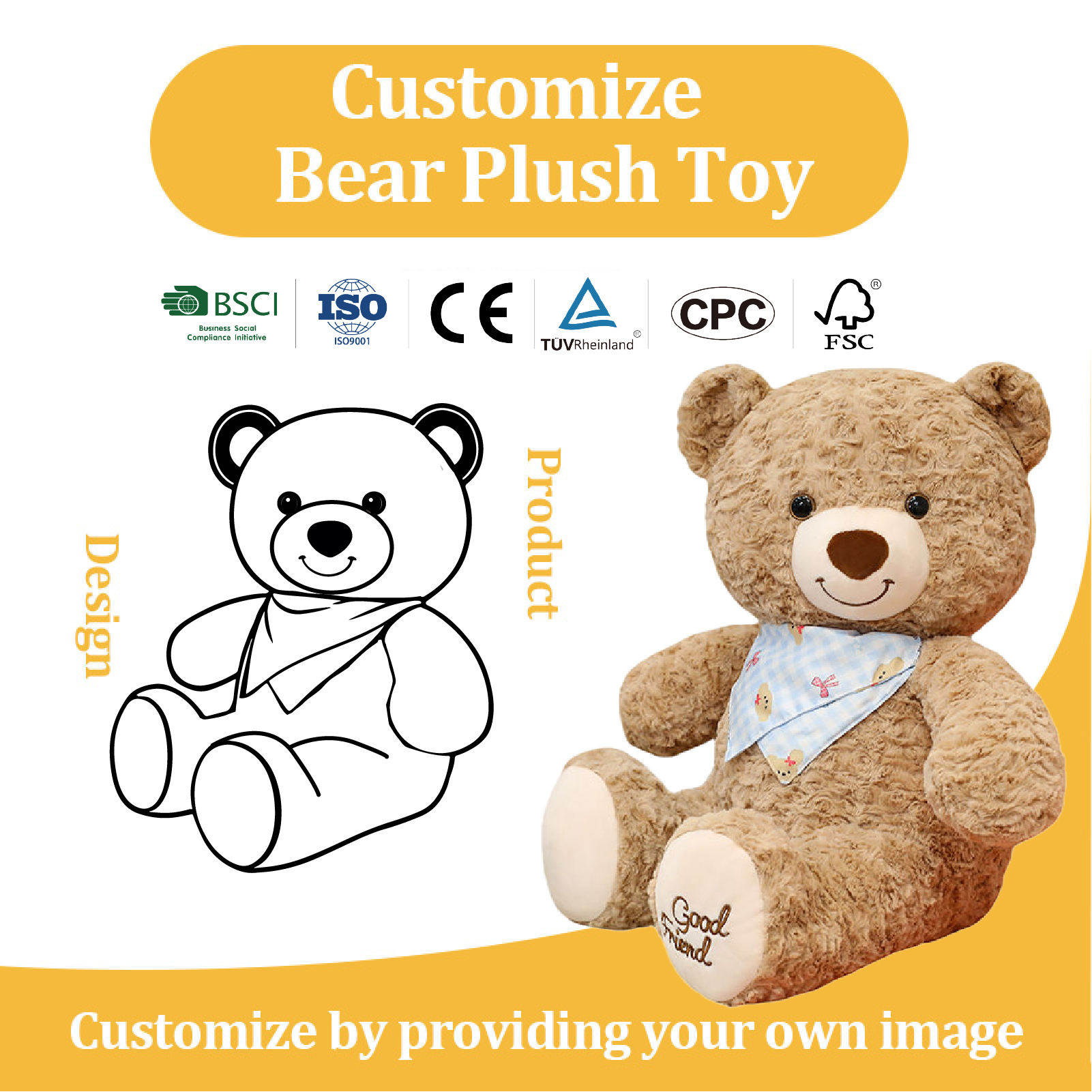 Scarves Bear Dolls Teddy Bears Plush Toys Sleeping Cushions Exchange Gifts Wholesale Customized