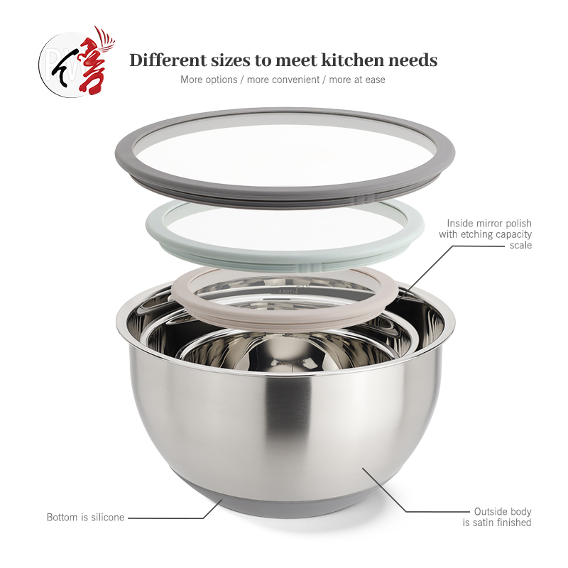 Realwin 6pcs stainless steel mixing bowl set