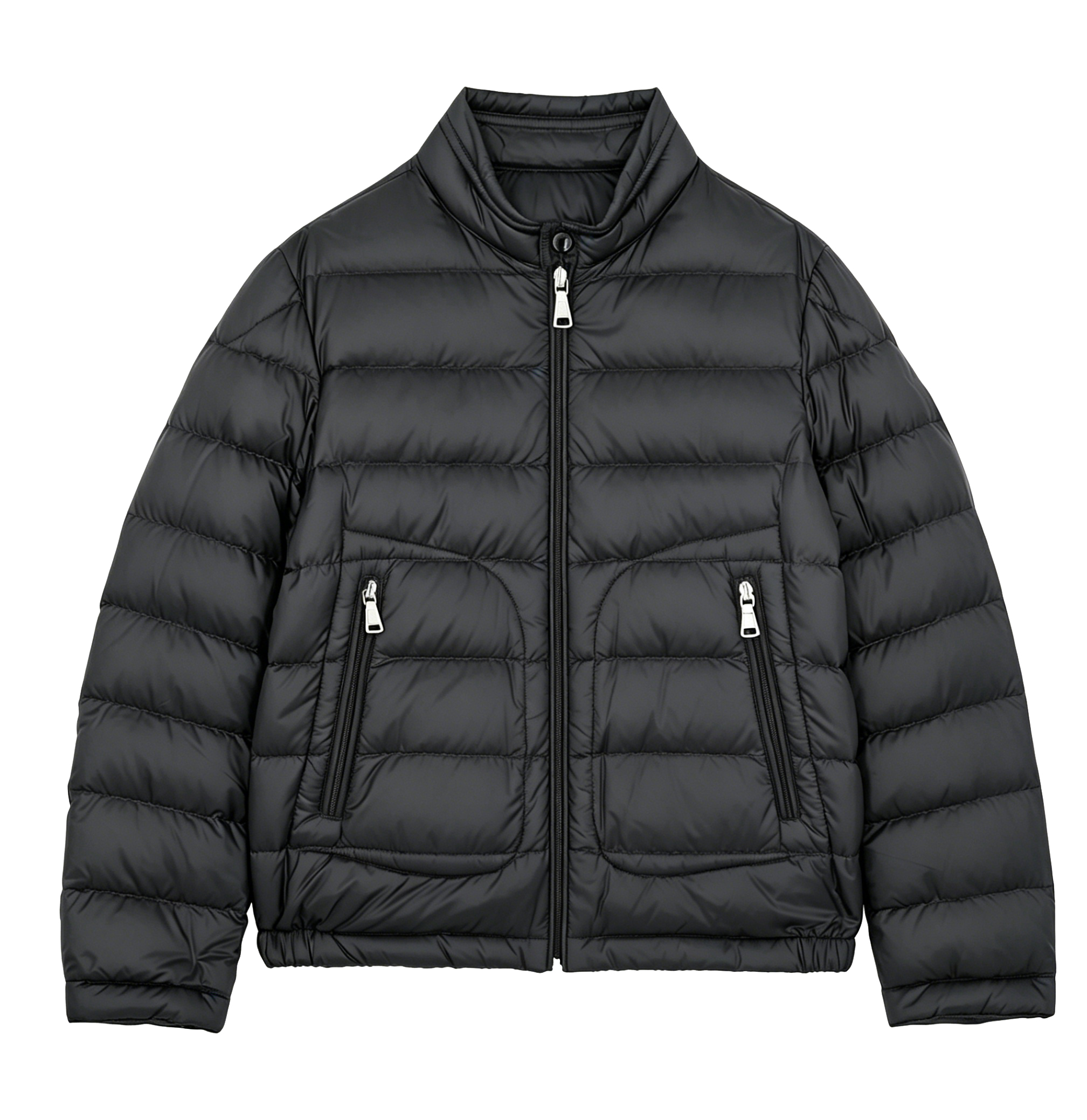 Kids' Lightweight Horizontal Quilted Puffer Jacket, Warm Stand Collar Winter Coat with Zip Pockets